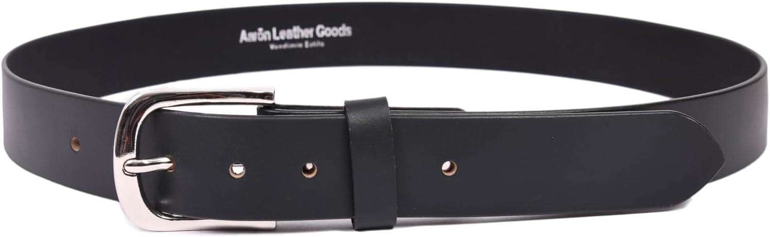 Full Grain Leather Belt for Men – Casual Style, Buckle Closure, 1.25 Inch Wide (Classic Black)