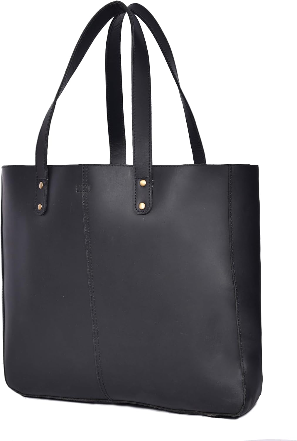 Vintage Leather Tote Bag – Genuine Leather, Large Capacity, Double Handles