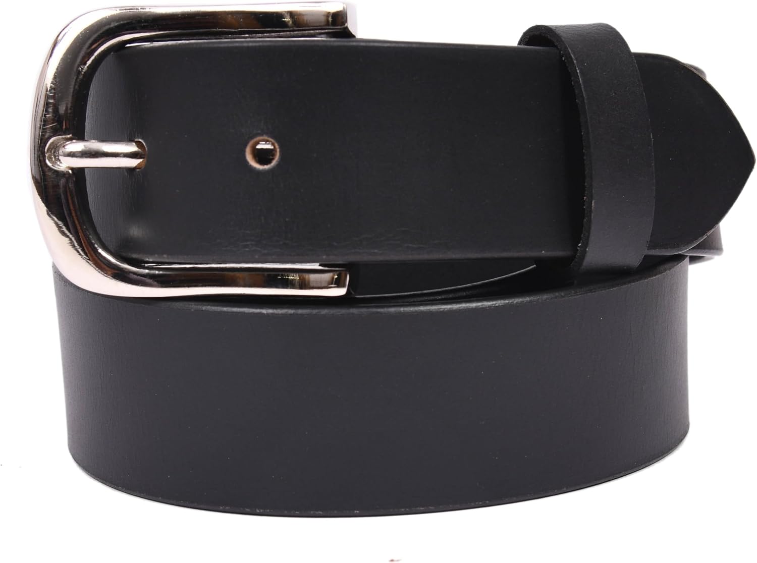 Full Grain Leather Belt for Men – Casual Style, Buckle Closure, 1.25 Inch Wide (Classic Black)