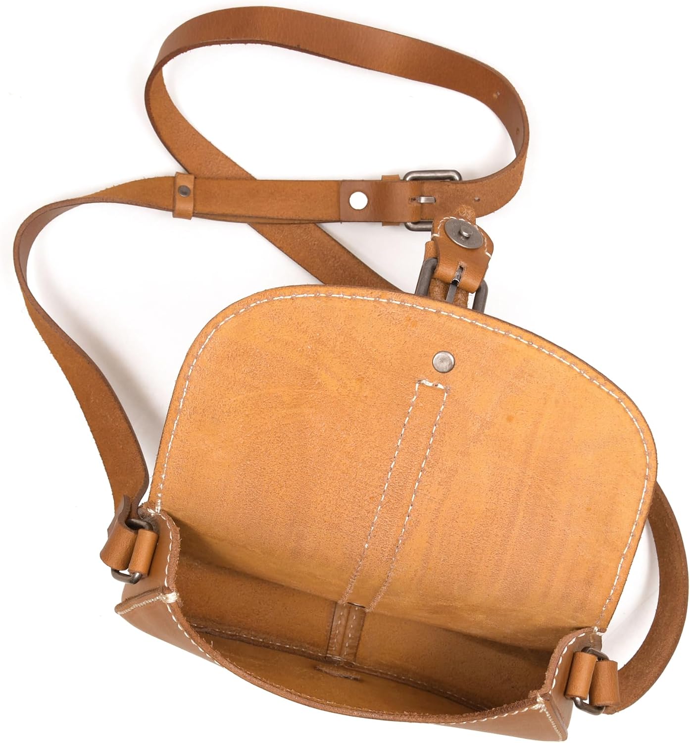 Crossbody Bag for Women – Tan Saddle Leather Bag with Contrast Stitching
