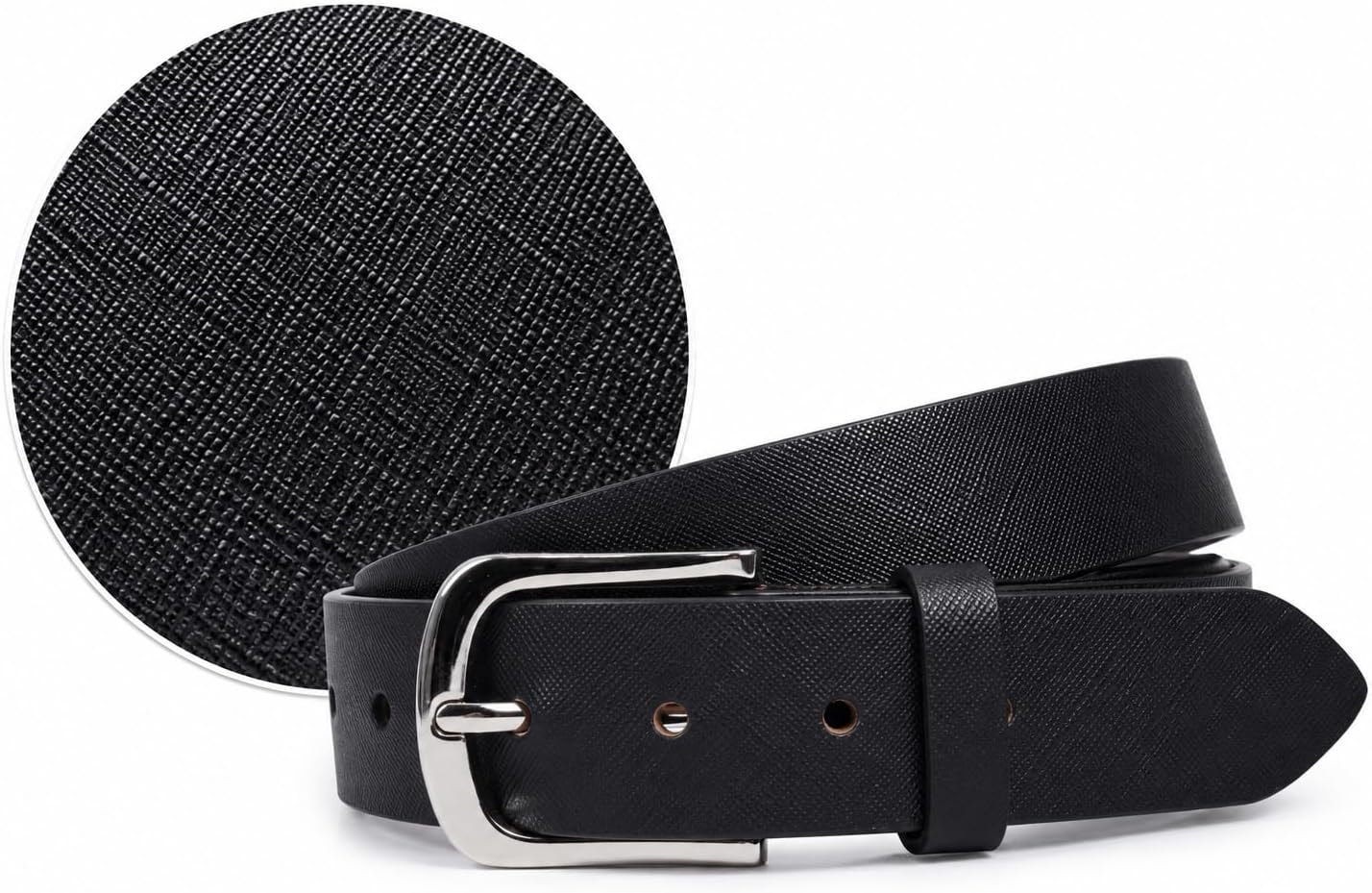 Black Textured Leather Belt