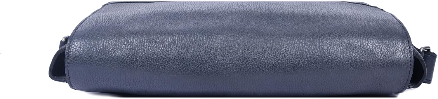 Navy Leather Messenger Bag