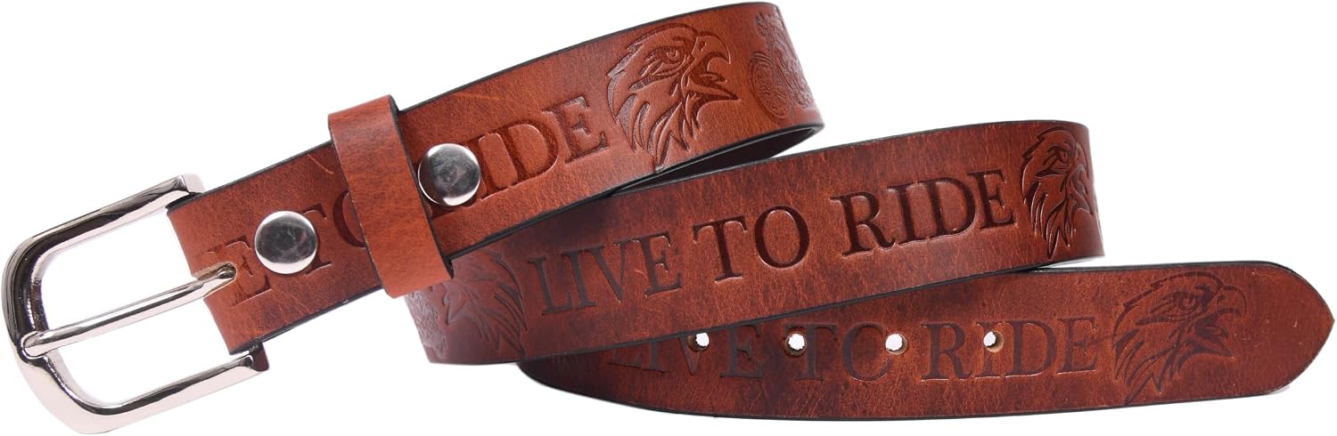 Born To Ride Embossed Leather Belt