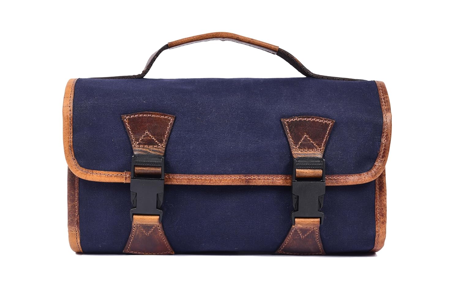 Hanging Leather Toiletry Bag for Men and Women (Navy)
