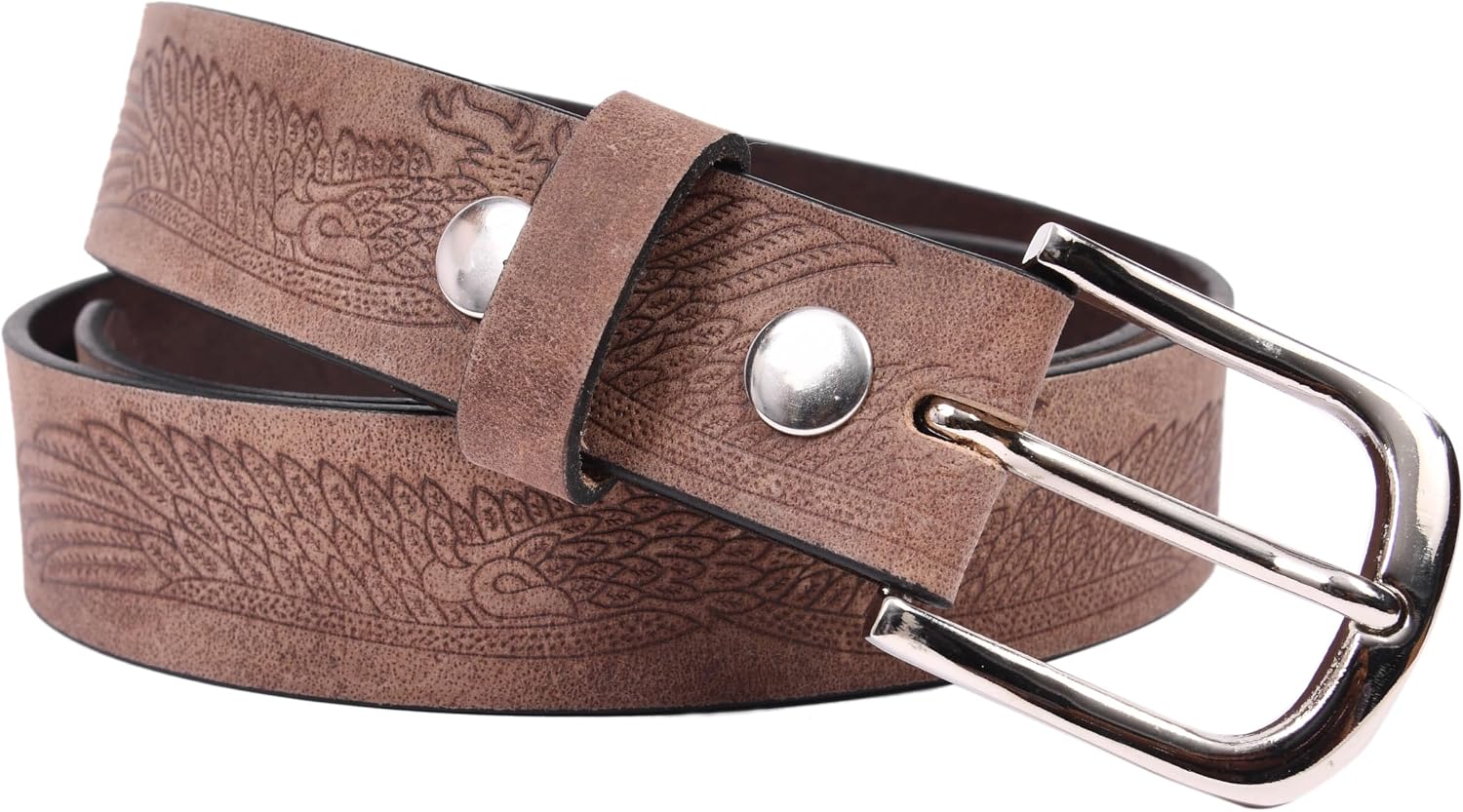 Brown Embossed Leather Belt