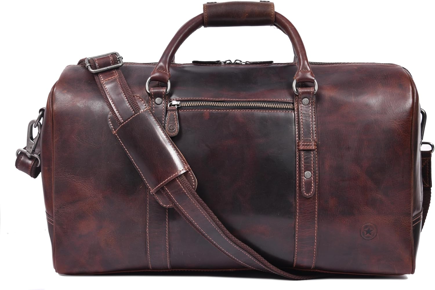 Brown Leather Weekender Duffle Bag