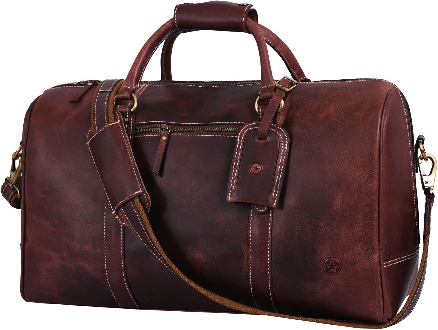 Leather Travel Duffel Bag – Gym, Sports & Airplane Carry-On Luggage