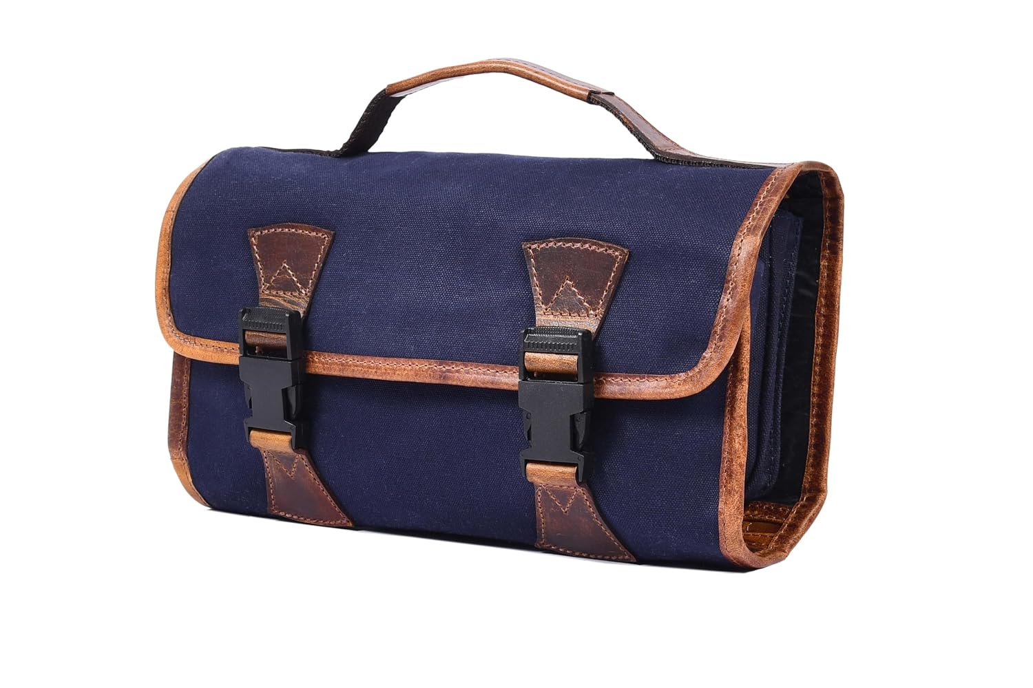 Hanging Leather Toiletry Bag for Men and Women (Navy)
