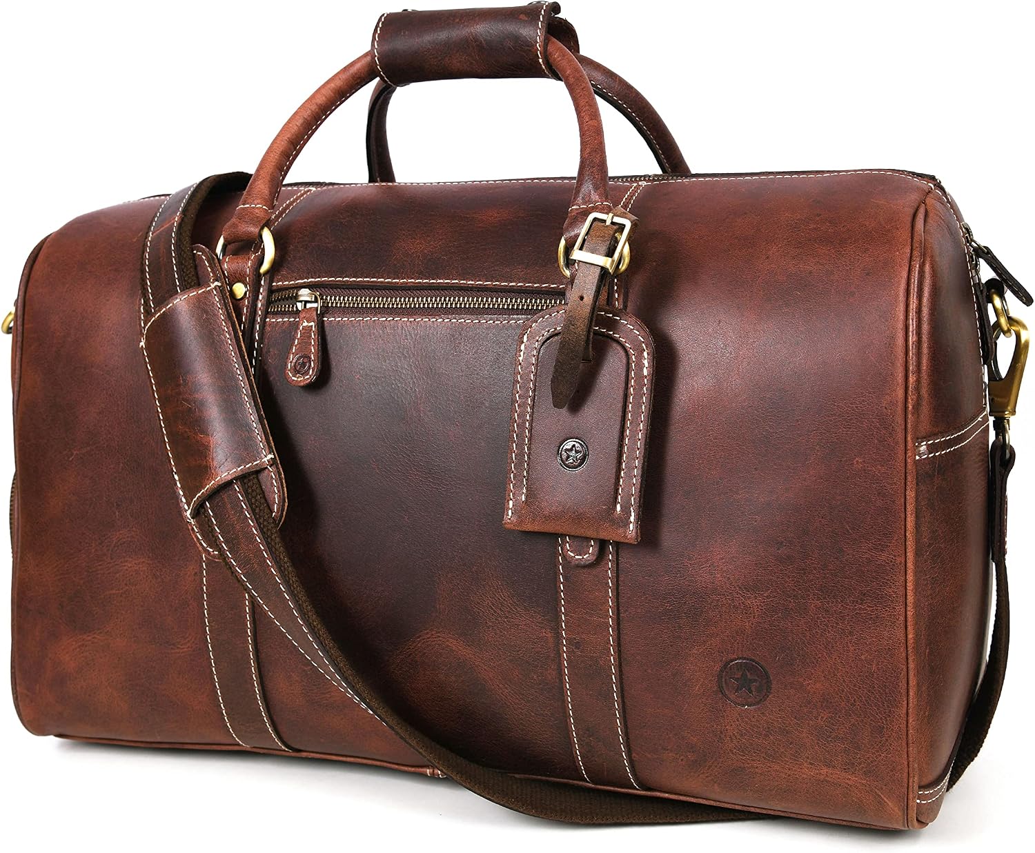 Leather Travel Duffel Bag – Gym, Sports & Airplane Carry-On Luggage