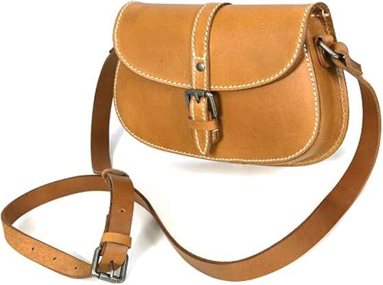 Tan Leather Saddle Crossbody Bag
