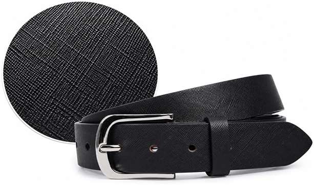 Black Textured Leather Belt