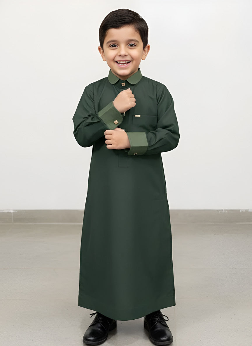 Kids Thobe Green Emirati Style